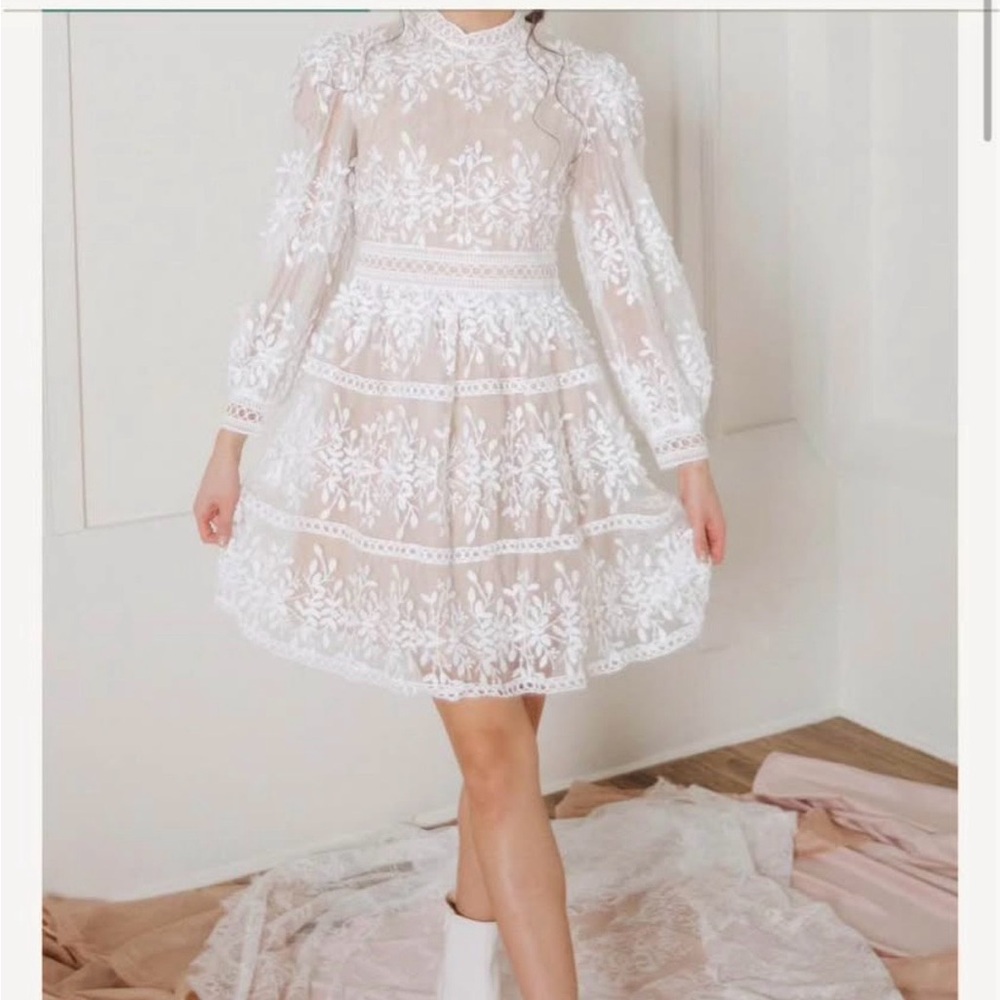 Ivy City Co White Lace Mini Dress